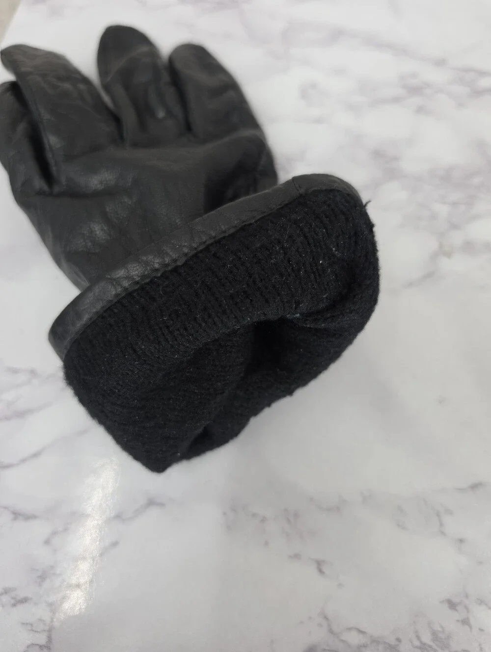 Fownes Short Black Leather Driving Gloves